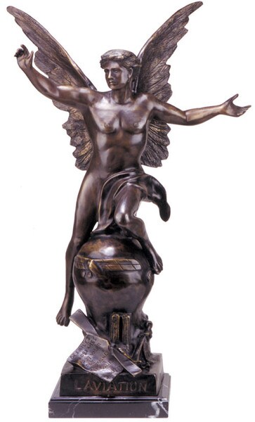 L'Aviation Quality Lost Wax Bronze Statue by Emile Louis Picault